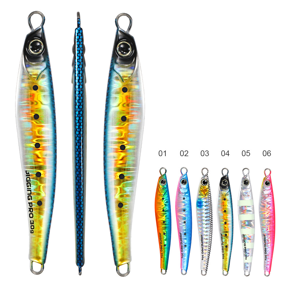 JIGGING PRO Jugulo Shore Metal Jig | Glow Zebra | 15g 20g 30g 40g 60g | Saltwater Casting Lure