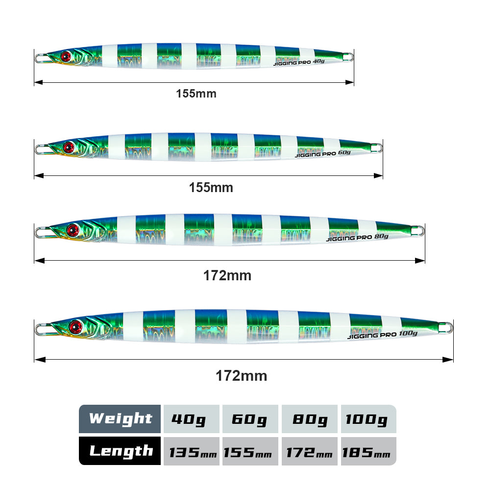 JIGGING PRO Long Cast Metal Jig 60g 80g Long Blade Seawater Fishing Bait