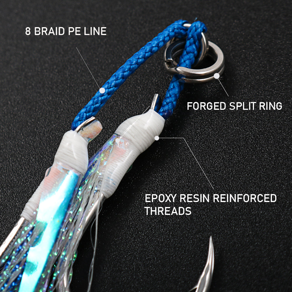 JIGGING PRO Twin Assist Hooks For Jigging Lure Double Hooks 1/0 2/0 3/0 4/0