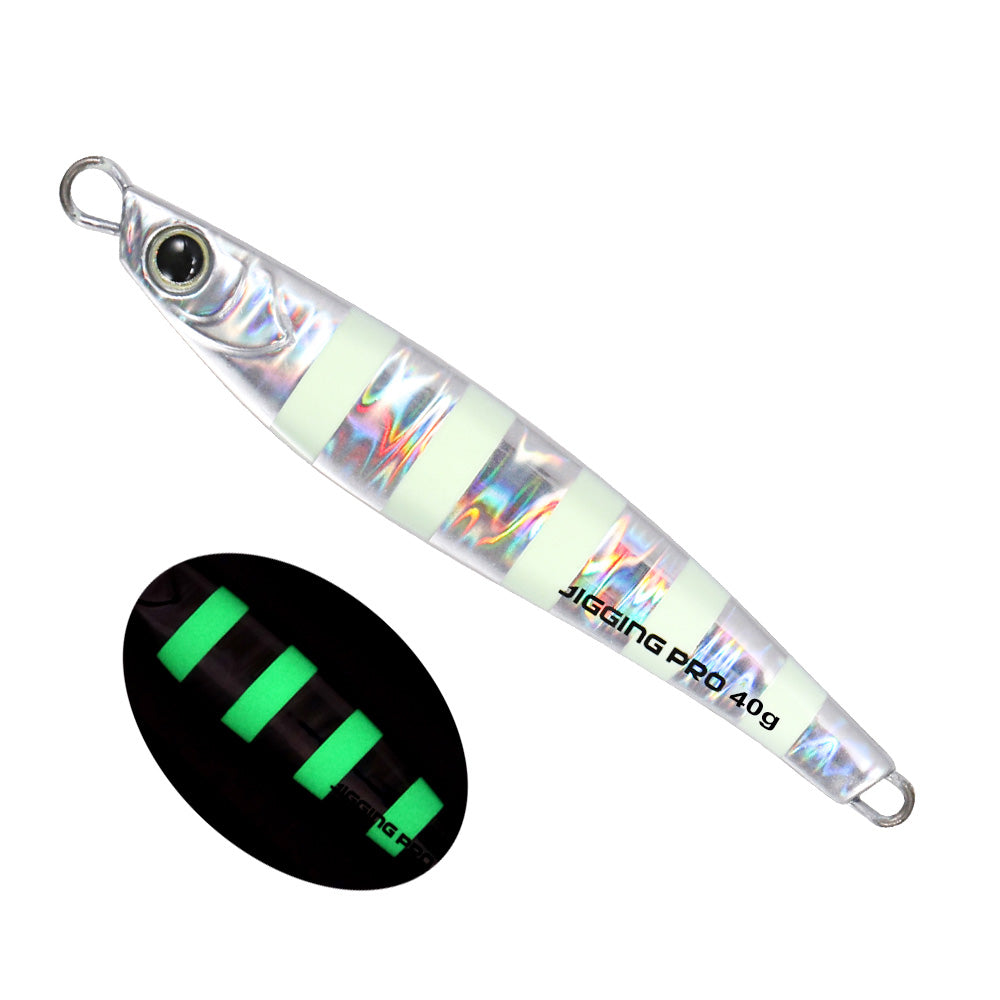 JIGGING PRO Jugulo Shore Metal Jig | Glow Zebra | 15g 20g 30g 40g 60g | Saltwater Casting Lure