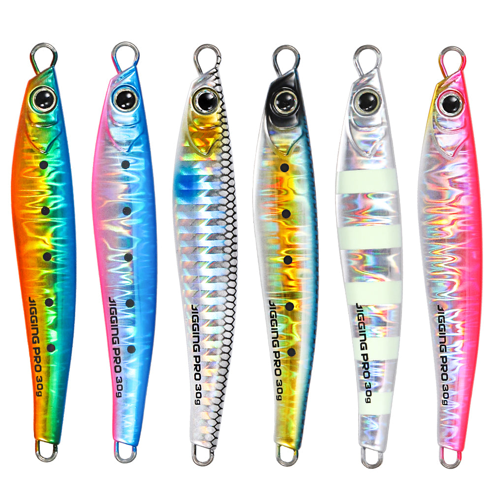 JIGGING PRO Jugulo Shore Metal Jig | Glow Zebra | 15g 20g 30g 40g 60g | Saltwater Casting Lure