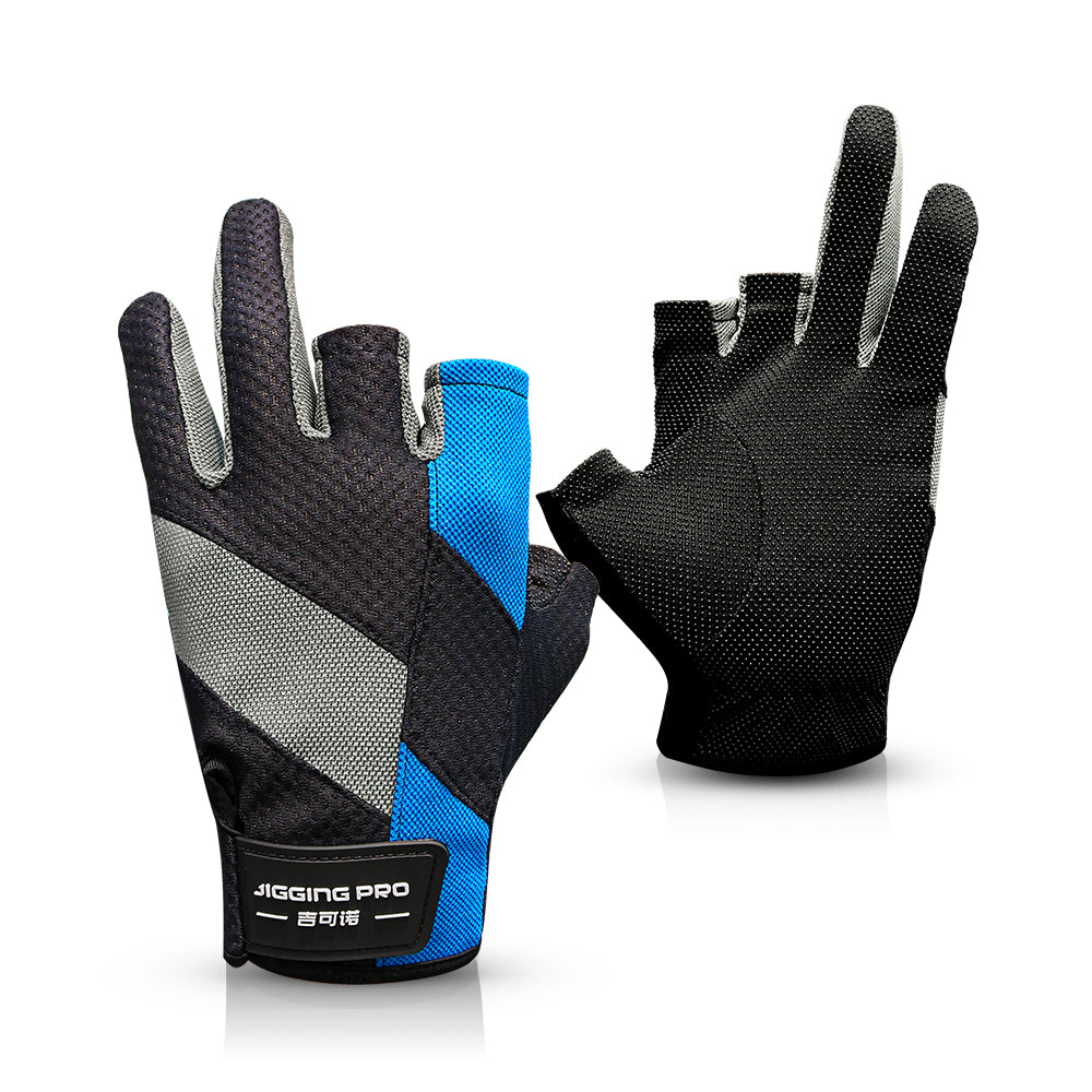 JIGGING PRO Men&Women Outdoor 3 Cut Fingers Fishing gloves Paddling, Sailing, Rowing and Hiking gloves Sport Tackle