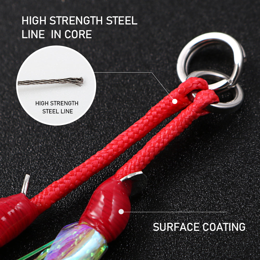 JIGGING PRO Double Assist Hooks #1/0-4/0 - Wire Core PE Line & UV Luminous Flash for Toothy Game Fish