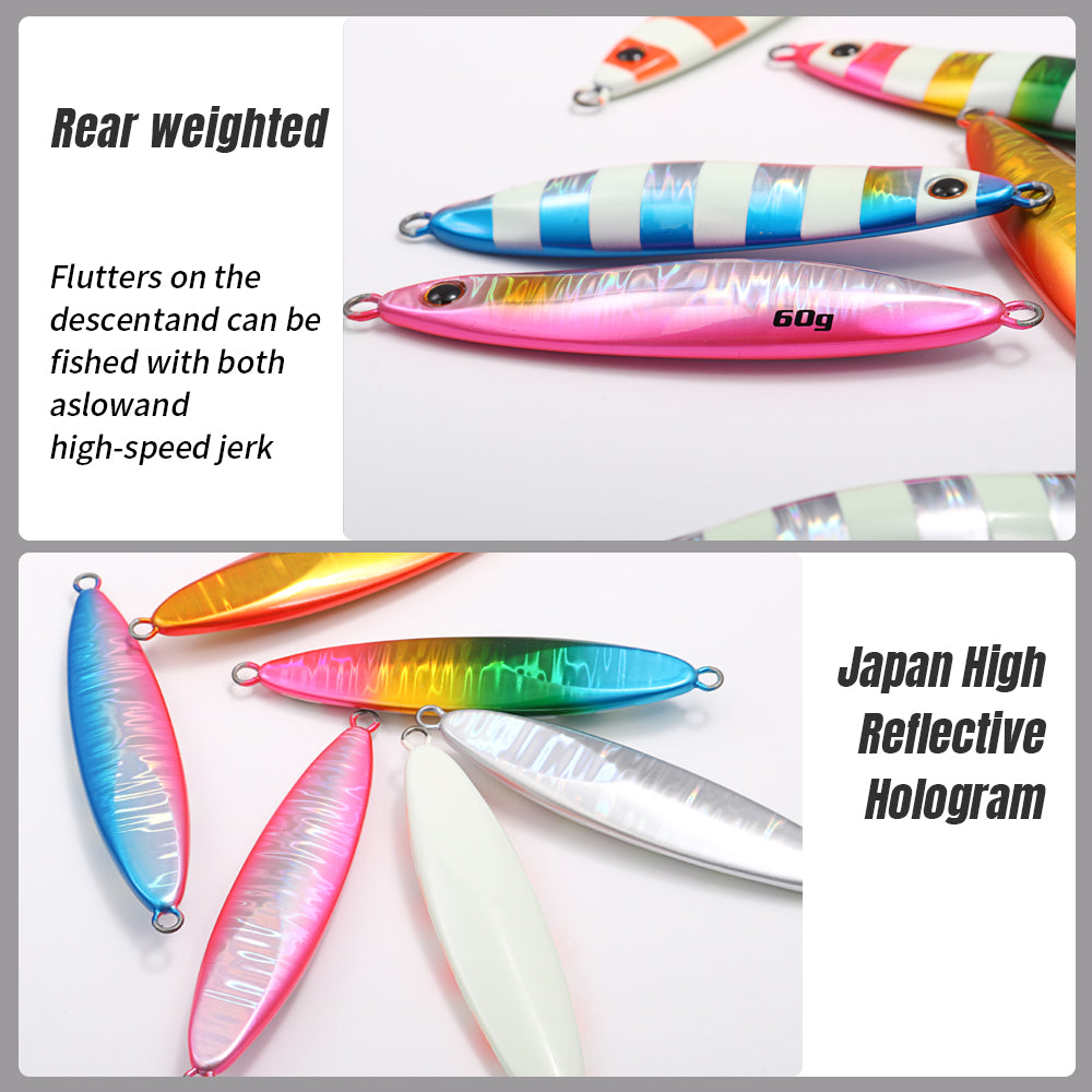 JIGGING PRO Long Cast Metal Jigs Fishing Bait 20g 30g 40g 60g Slow Blatt Cast Wide