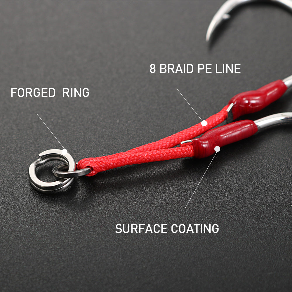 JIGGING PRO 1/0 2/0 3/0 4/0 Slow Jigging Twin Assist Hooks Saltwater Fishing Metal Jig Hook Fishing Accessories
