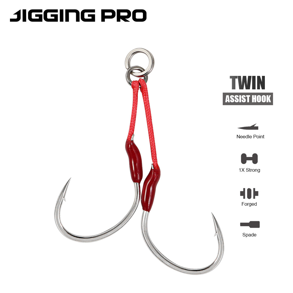 JIGGING PRO 1/0 2/0 3/0 4/0 Slow Jigging Twin Assist Hooks Saltwater Fishing Metal Jig Hook Fishing Accessories