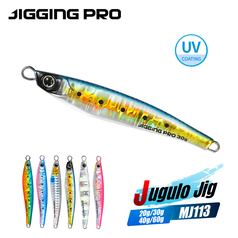 JIGGING PRO Jugulo Shore Metal Jig | Glow Zebra | 15g 20g 30g 40g 60g | Saltwater Casting Lure