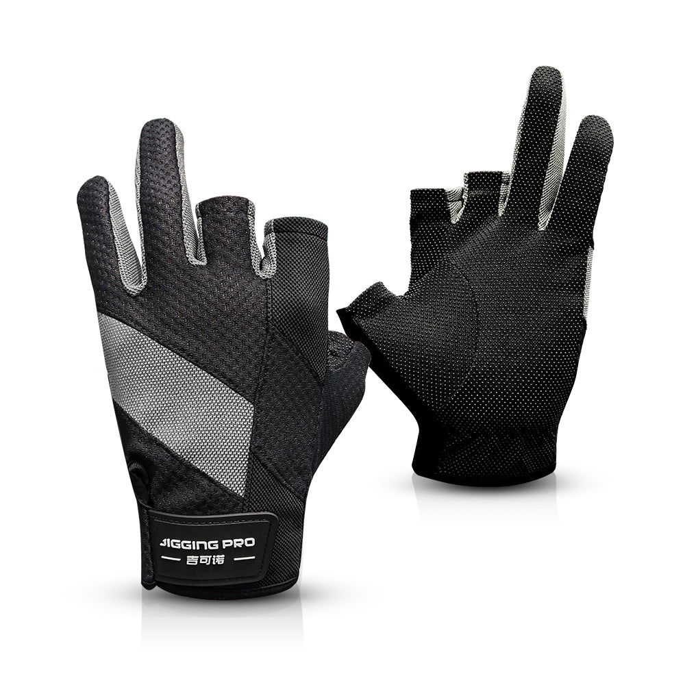 JIGGING PRO Men&Women Outdoor 3 Cut Fingers Fishing gloves Paddling, Sailing, Rowing and Hiking gloves Sport Tackle