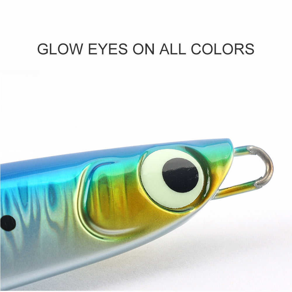 JIGGING PRO Salterwater Metal Jig Slow Fall Luminous Fishing Bait 60g 80g 100g 120g 160g