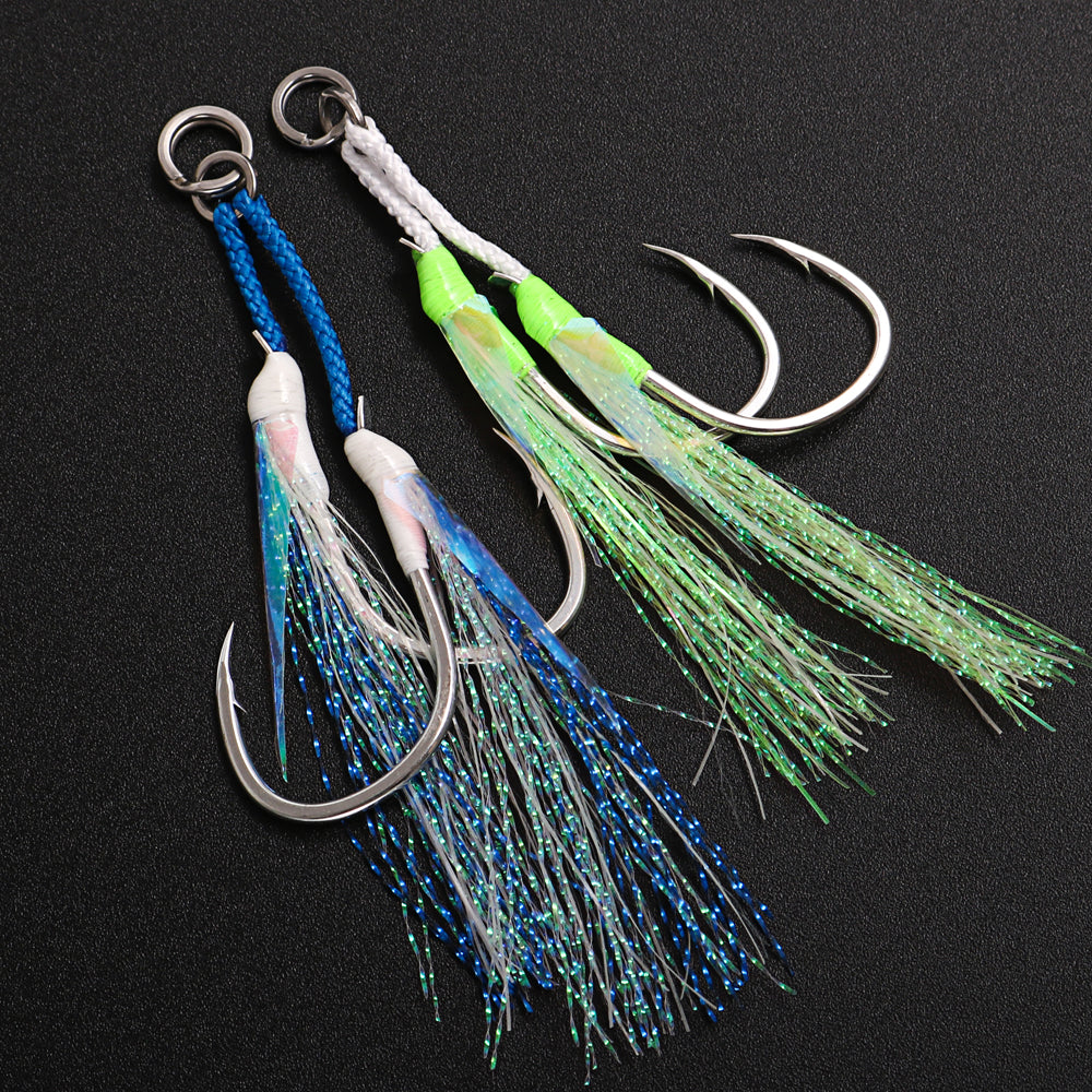 JIGGING PRO Twin Assist Hooks For Jigging Lure Double Hooks 1/0 2/0 3/0 4/0