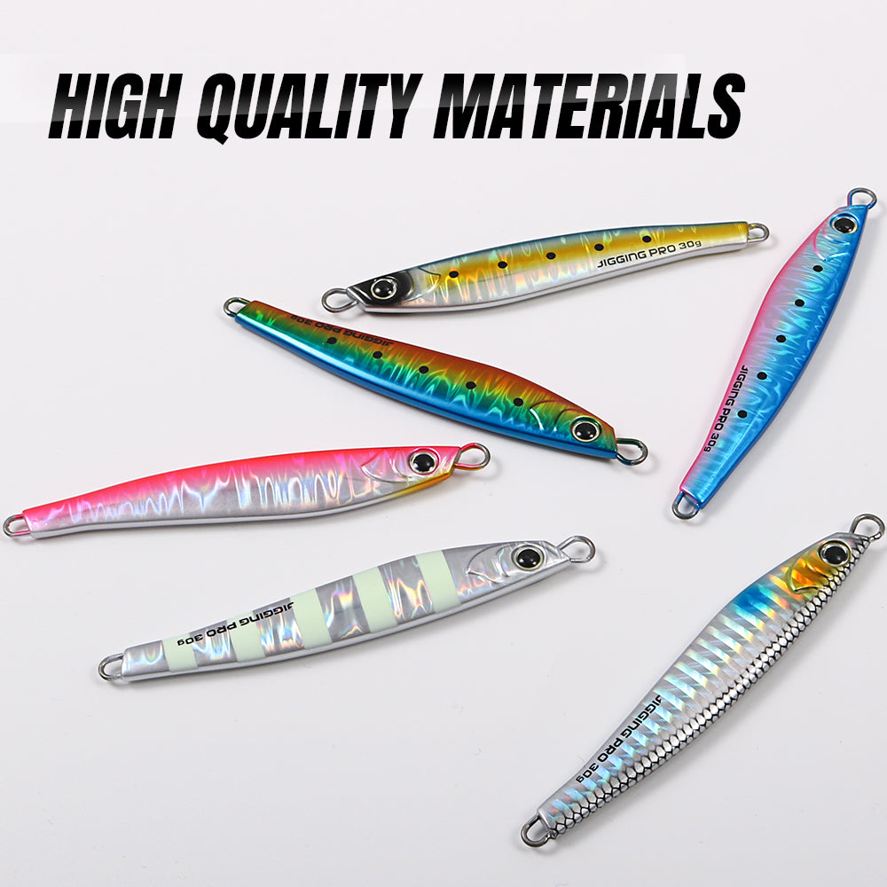 JIGGING PRO Jugulo Shore Metal Jig | Glow Zebra | 15g 20g 30g 40g 60g | Saltwater Casting Lure