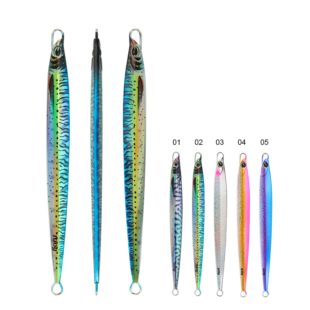 JIGGING PRO MJ050 Jigaro Long Metal Jig Lures, UV & Glow Vertical Jigging Baits, 60g 80g 100g Saltwater Sea Fishing Lead Fish
