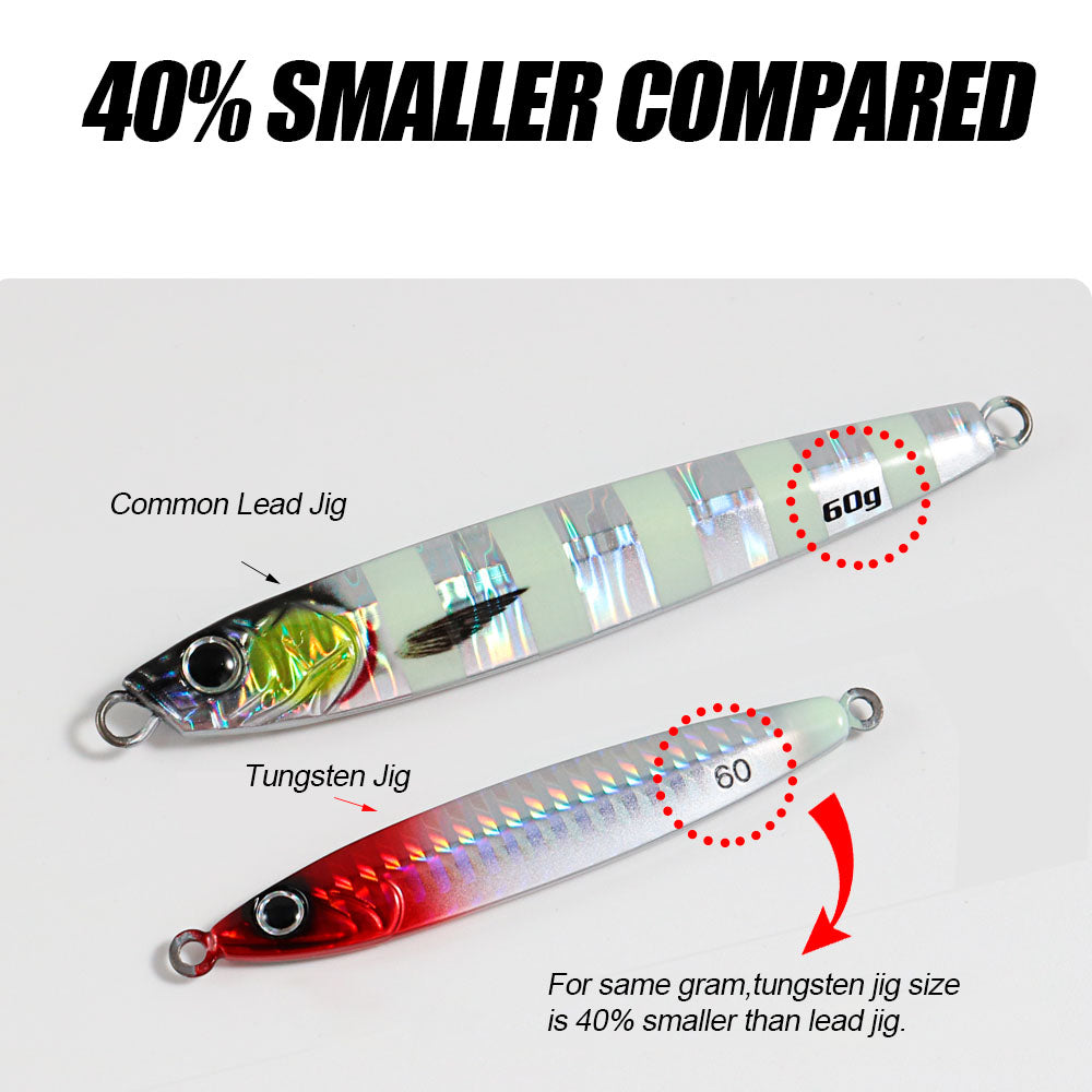 JIGGING PRO Tungsten Jig Saltwater Fishing Metal Jig Lure 30g 40g 60g 80g
