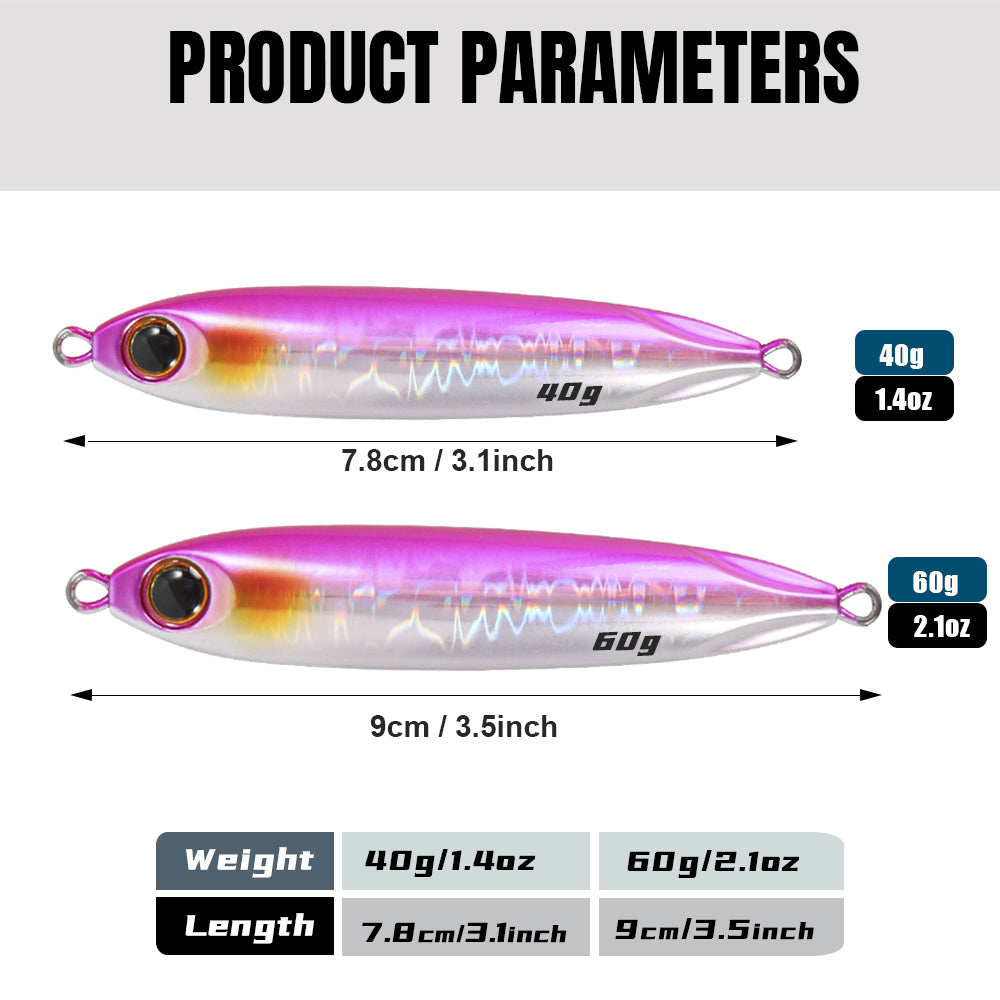 JIGGING PRO Long Cast Metal Jig Fishing Bait 40g 60g Slow Blatt Cast Slim