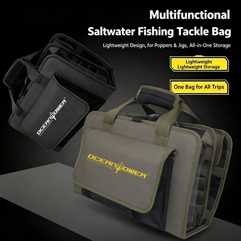 JIGGING PRO Large Capacity Fishing Lure Bag, Multi-Functional Saltwater Tackle Binder Organizer, Heavy Duty Bait Storage Case for Anglers
