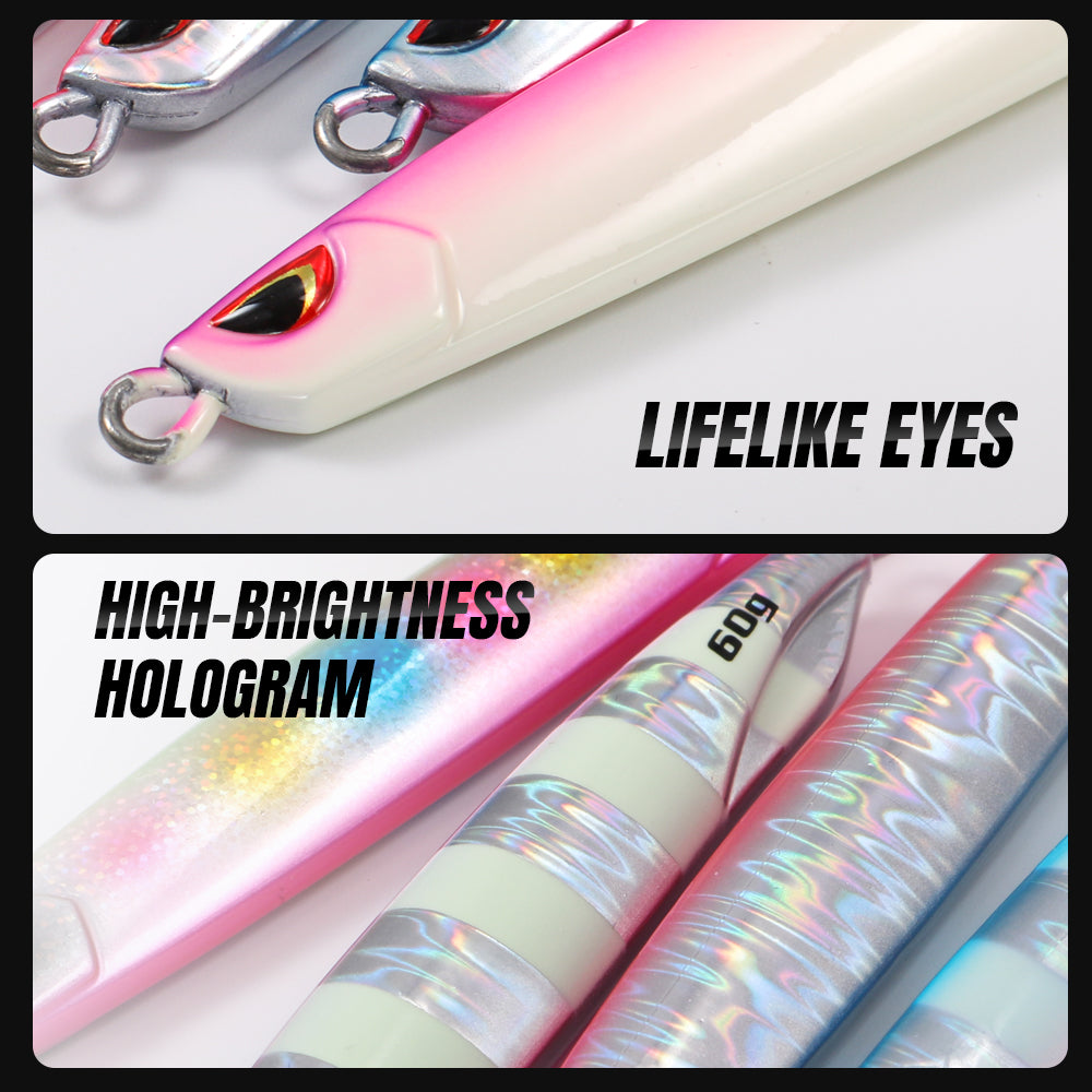JIGGING PRO Metal Jig Shore Jigging Lure Drag Metal Cast 40g 60g 80g