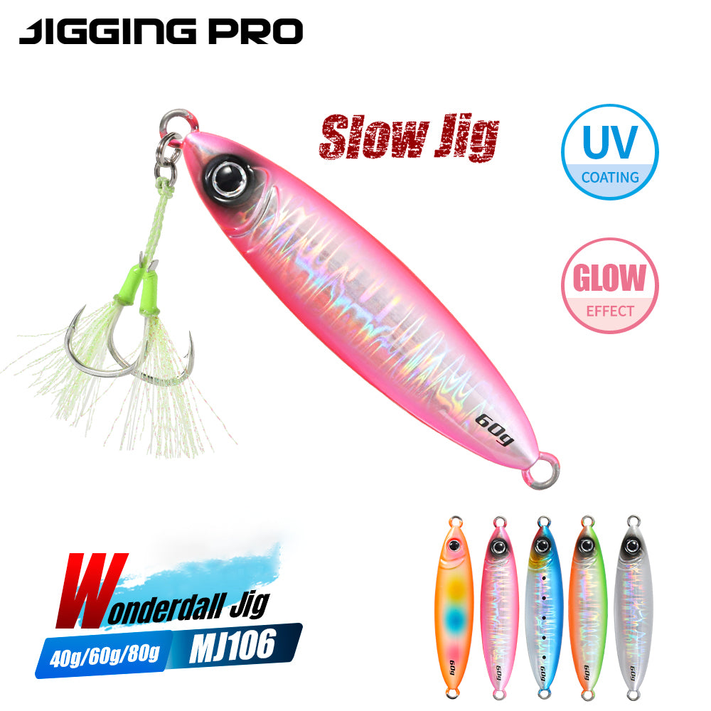 JIGGING PRO Metal Jig 40g 60g 80g Slow Fall Fishing Lure