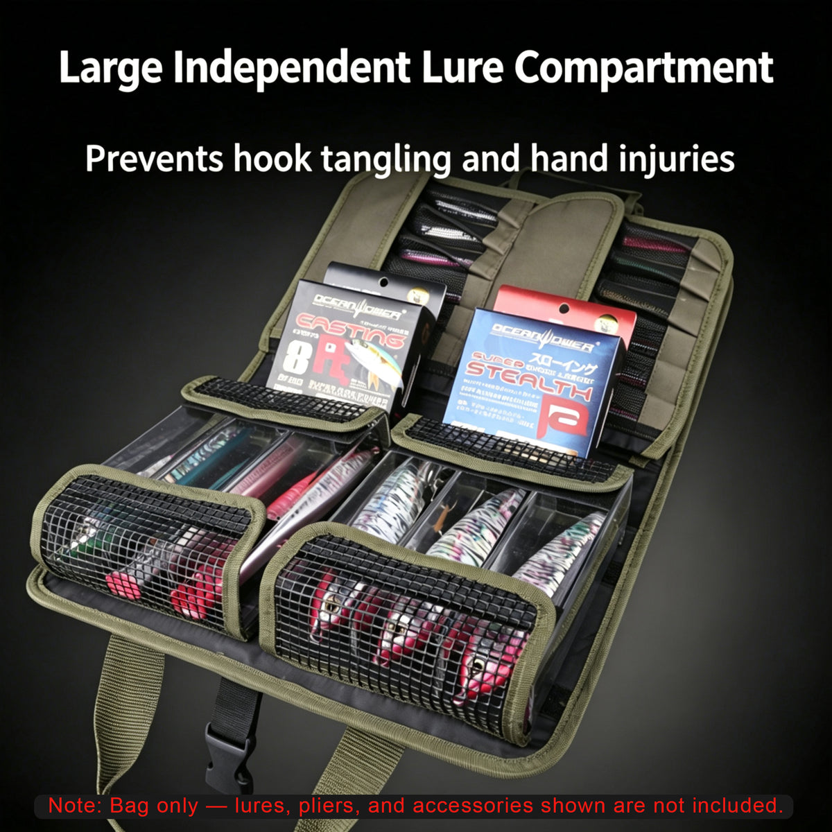 JIGGING PRO Large Capacity Fishing Lure Bag, Multi-Functional Saltwater Tackle Binder Organizer, Heavy Duty Bait Storage Case for Anglers
