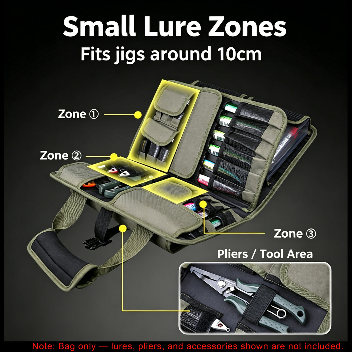 JIGGING PRO Large Capacity Fishing Lure Bag, Multi-Functional Saltwater Tackle Binder Organizer, Heavy Duty Bait Storage Case for Anglers