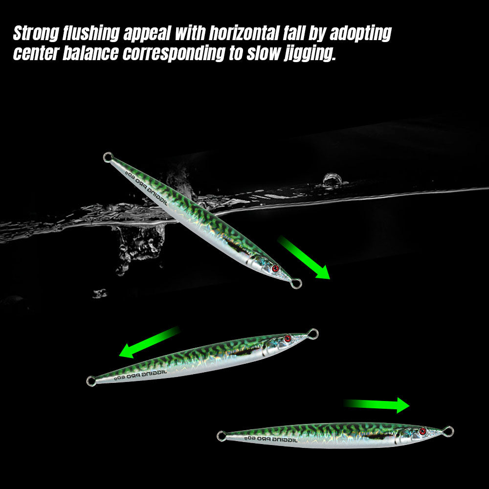 JIGGING PRO Slow Jigging Lure Horizontal Fall Metal Jig 60g 80g 100g Shuttle