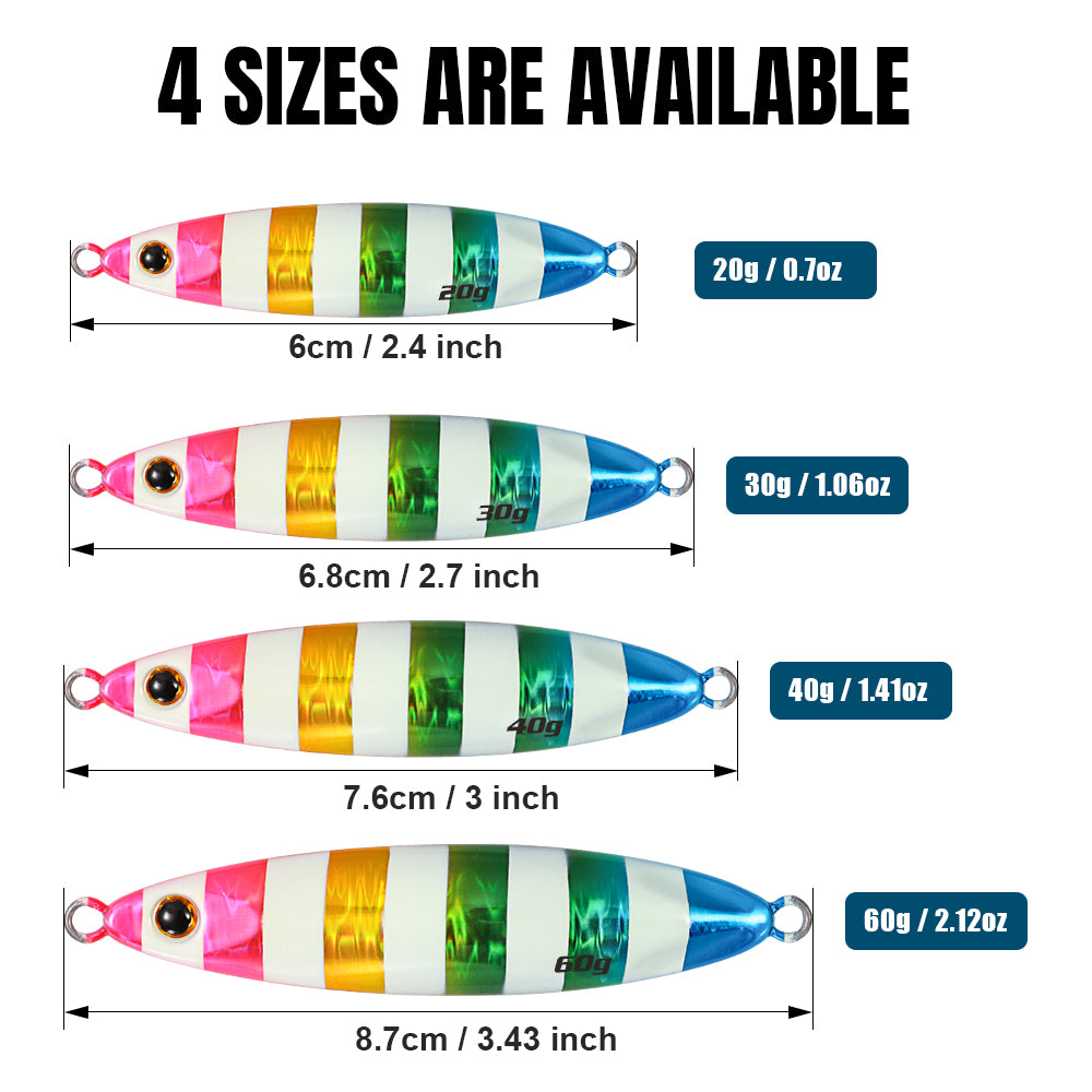 JIGGING PRO Long Cast Metal Jigs Fishing Bait 20g 30g 40g 60g Slow Blatt Cast Wide