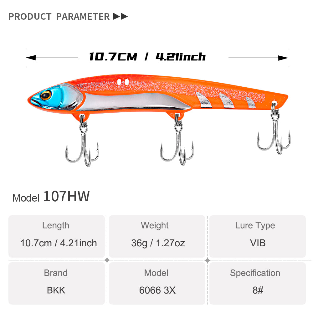 JIGGING PRO 107mm 36g VIB Lure Sea Fishing Hard Baits Vibe Fishing Lures Saltwater Kingfish Amberjack Tuna