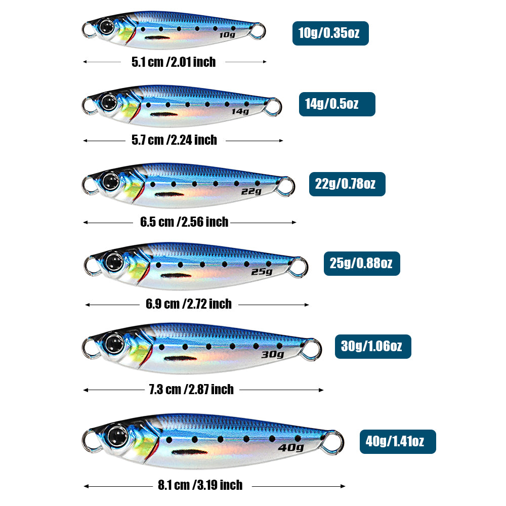 JIGGING PRO Saltwater Metal Cast Micro Jig Spoon Lure 10g 14g 22g 25g 30g 40g Artificial Bait Shore Slow Jigging Fishing Lures Fish Tackle