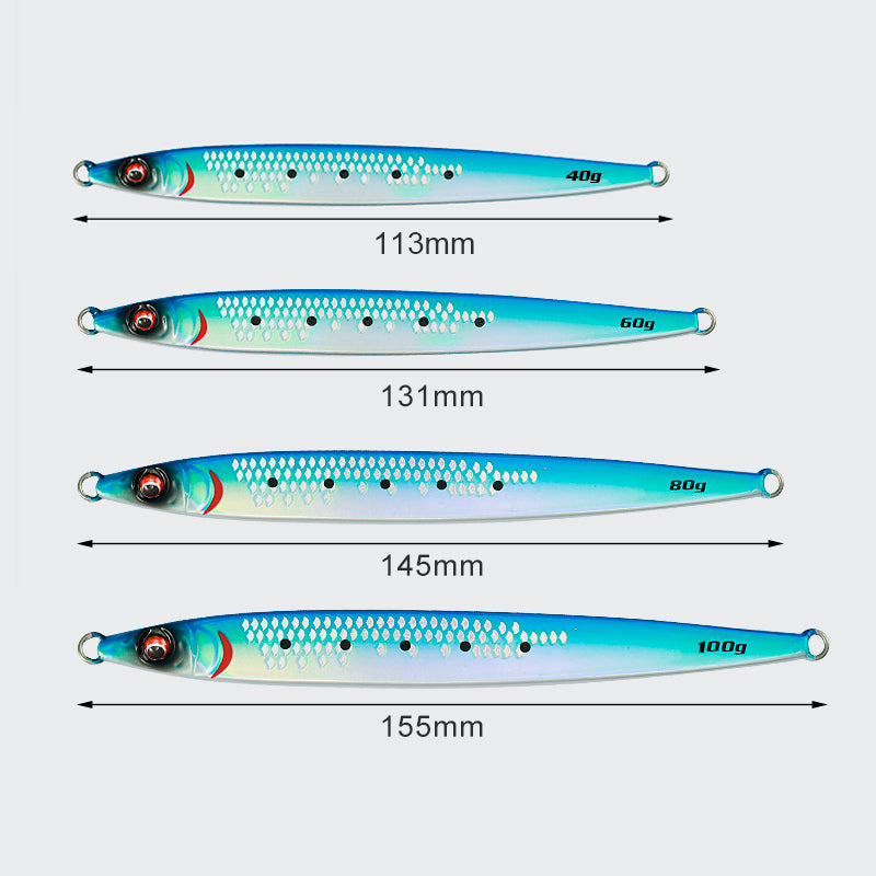 JIGGINGPRO Sardine Slider 40g 60g 80g 100g Jigging Lure Saltwater Metal Jig