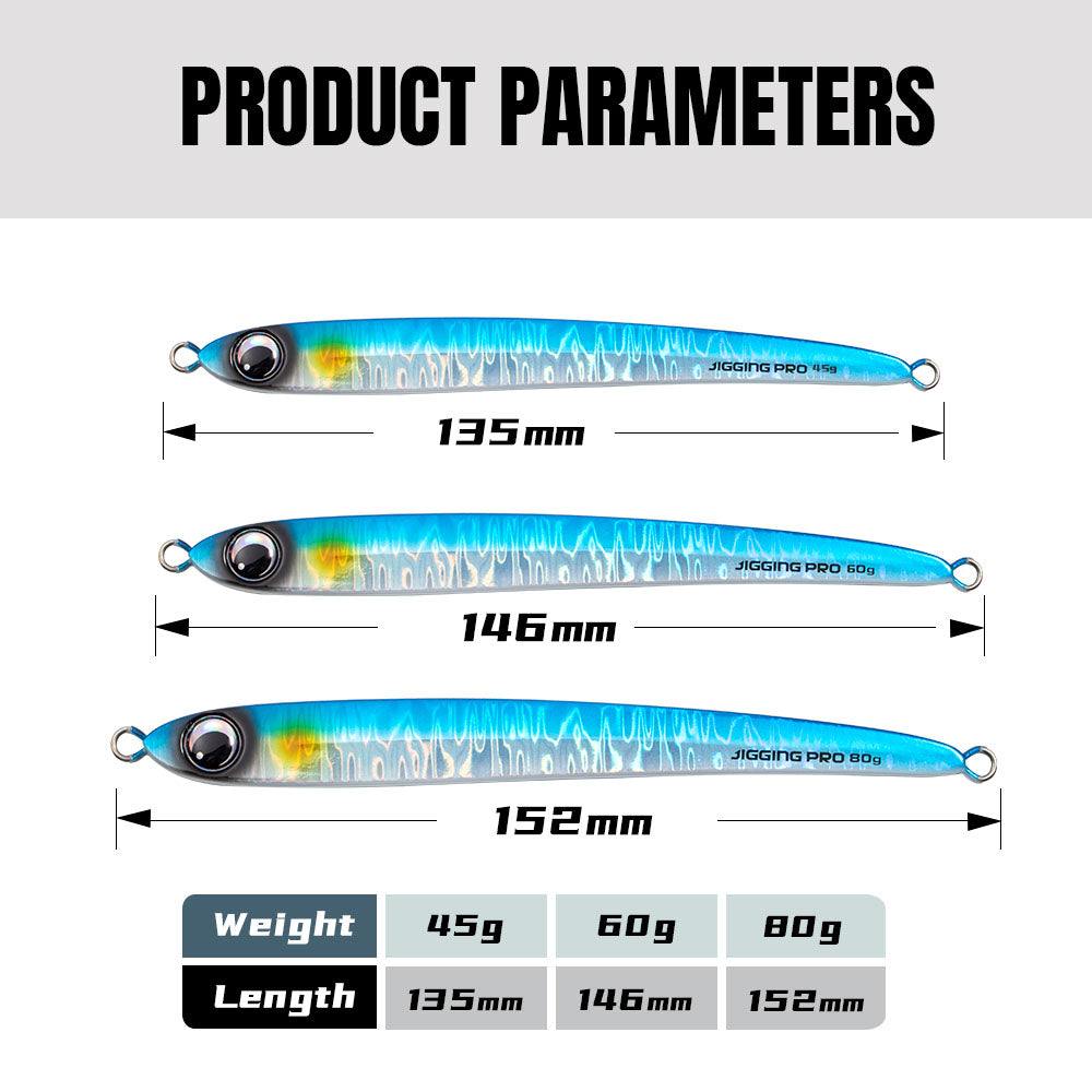 JIGGING PRO Metal Jigs Fishing Lure 45g 60g 80g Blade Jig