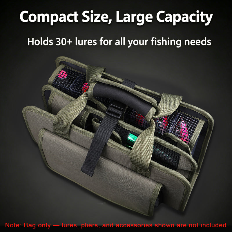 JIGGING PRO Large Capacity Fishing Lure Bag, Multi-Functional Saltwater Tackle Binder Organizer, Heavy Duty Bait Storage Case for Anglers