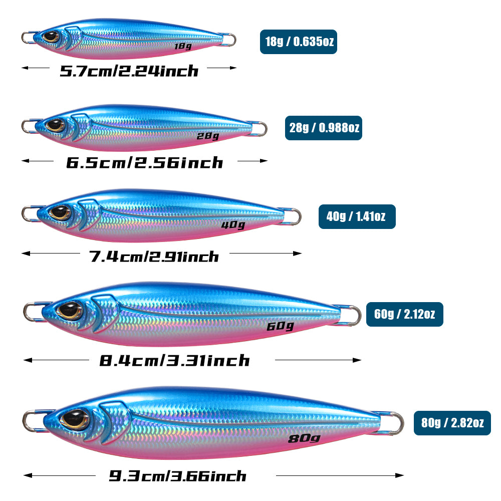 JIGGING PRO BONY Long Casting Metal Jigs Shore Jigging Lure 18g 28g 40g 60g 80g
