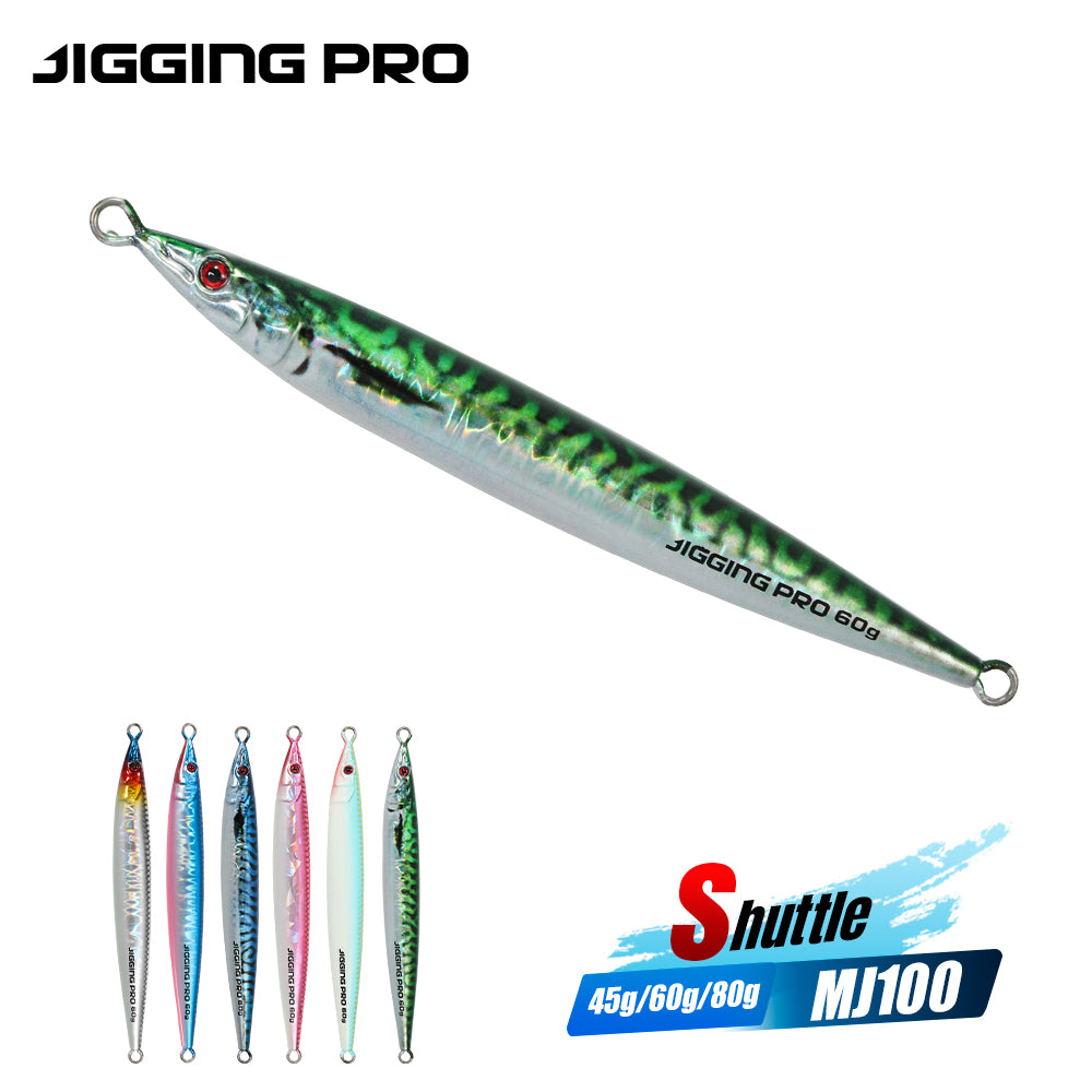 JIGGING PRO Slow Jigging Lure Horizontal Fall Metal Jig 60g 80g 100g Shuttle