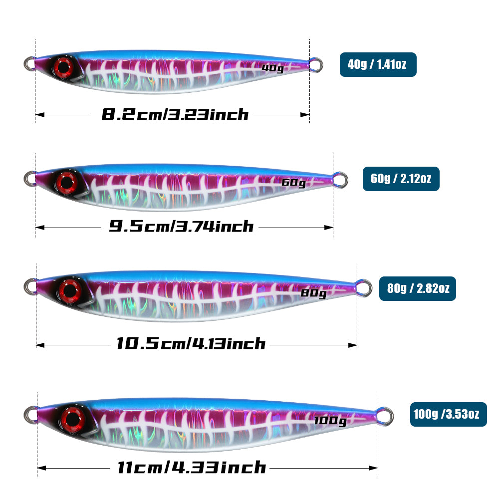 40g 60g 80g 100g Luminous Pattern Metal Jig Fishing Lure