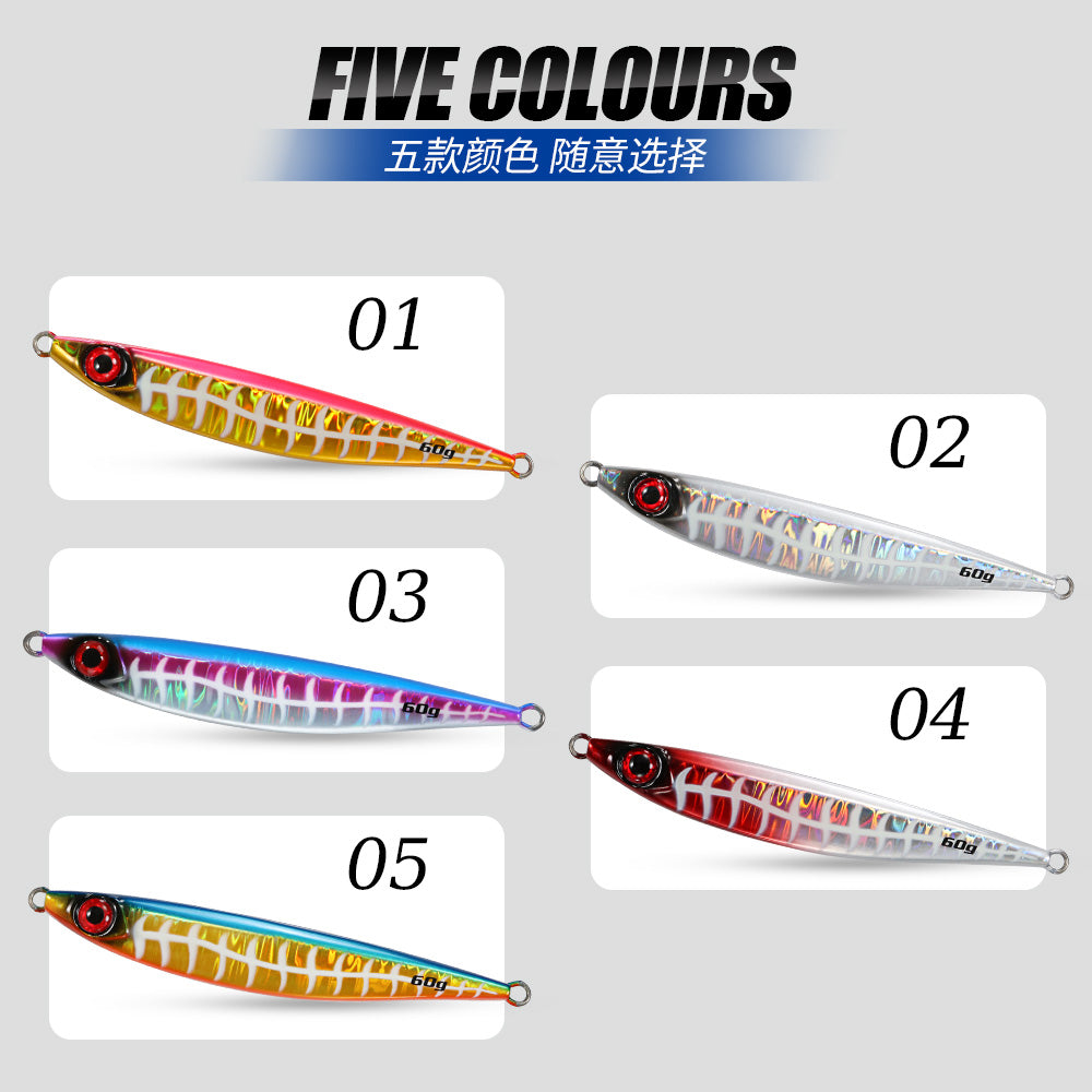 JIGGING PRO Glow Fishbone Metal Jig 40g 60g 80g 100g Long-Cast Fishing Lure Saltwater