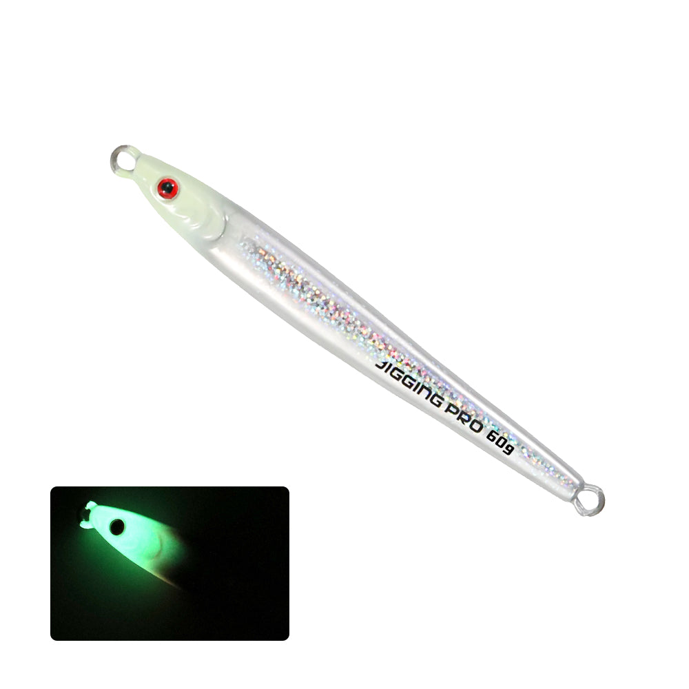 JIGGING PRO Tungsten Jig 40g 60g Fast Sinking Long Casting Metal Jig UV Luminous Saltwater Fishing Bait Artificial Jigging Lure