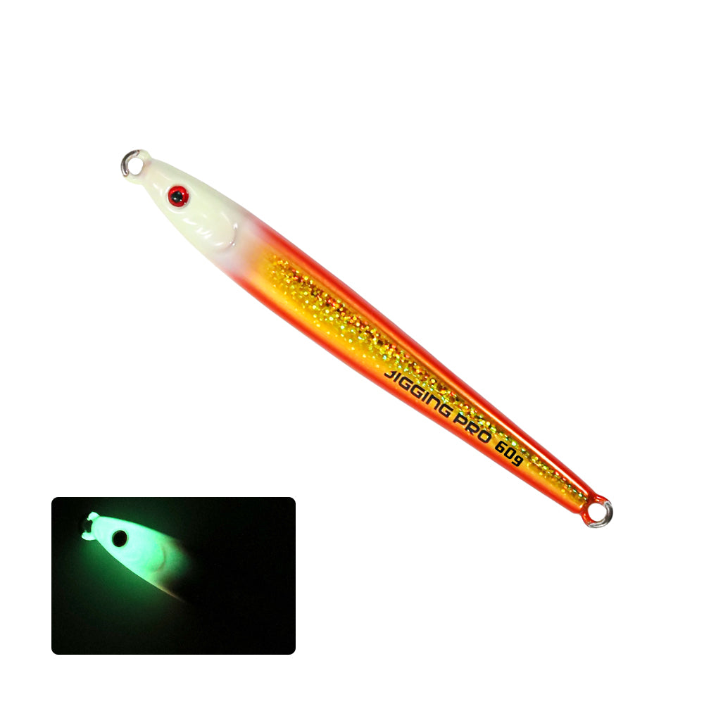 JIGGING PRO Tungsten Jig 40g 60g Fast Sinking Long Casting Metal Jig UV Luminous Saltwater Fishing Bait Artificial Jigging Lure