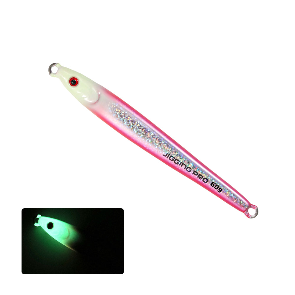 JIGGING PRO Tungsten Jig 40g 60g Fast Sinking Long Casting Metal Jig UV Luminous Saltwater Fishing Bait Artificial Jigging Lure
