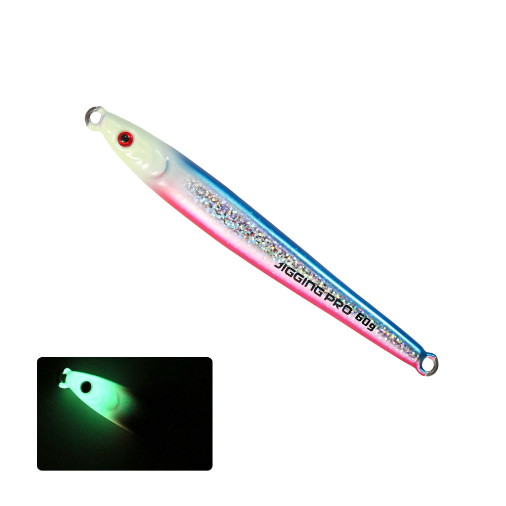 JIGGING PRO Tungsten Jig 40g 60g Fast Sinking Long Casting Metal Jig UV Luminous Saltwater Fishing Bait Artificial Jigging Lure