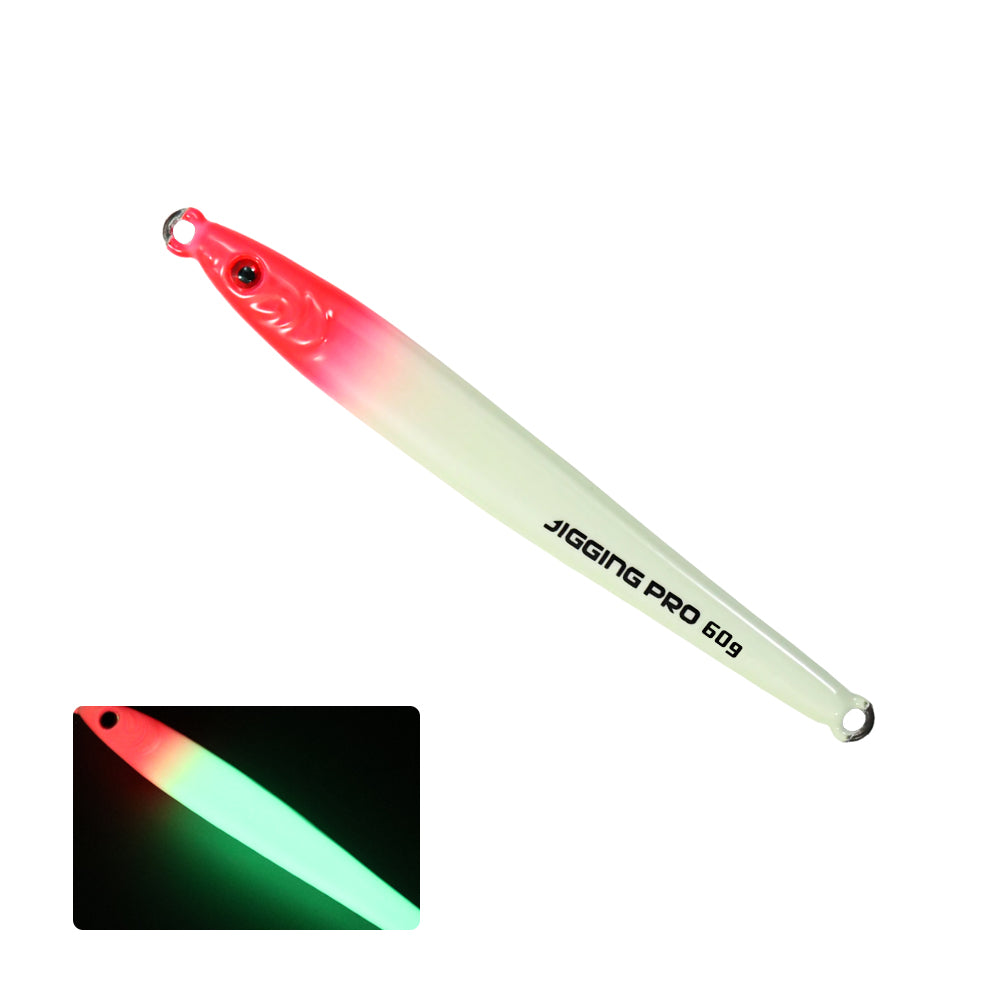 JIGGING PRO Tungsten Jig 40g 60g Fast Sinking Long Casting Metal Jig UV Luminous Saltwater Fishing Bait Artificial Jigging Lure