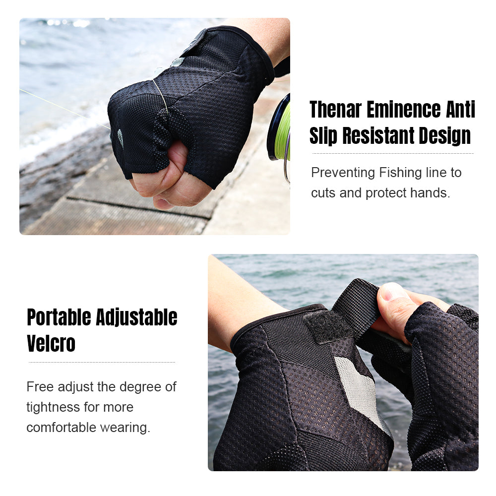 JIGGING PRO Men&Women Outdoor 3 Cut Fingers Fishing gloves Paddling, Sailing, Rowing and Hiking gloves Sport Tackle