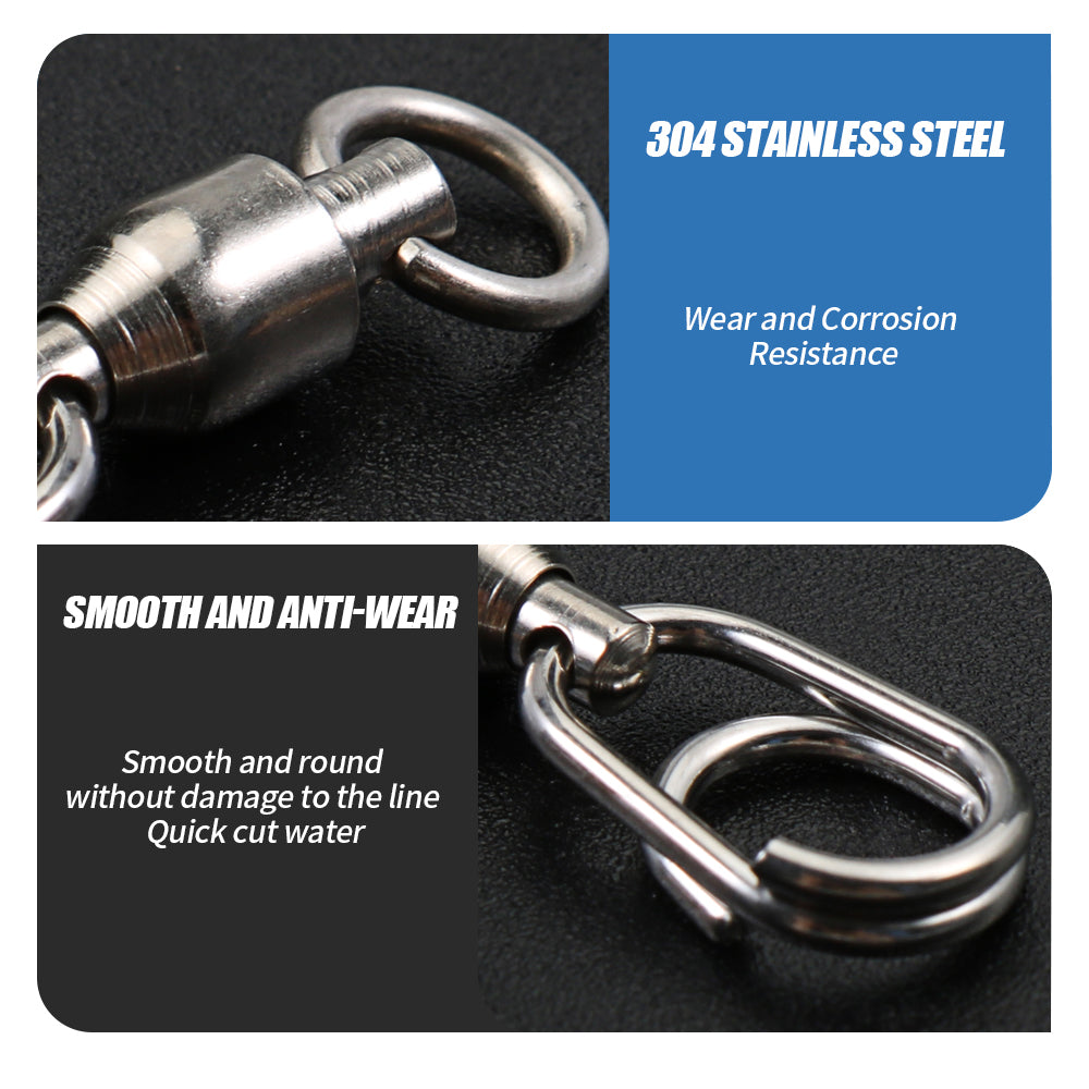 JIGGING PRO Stainless Steel Ball Bearing Swivel Quick Snap Fishing Accessories
