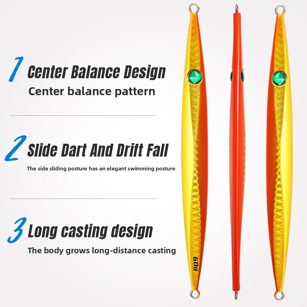 JIGGINGPRO Vertical Jigging Lure Dart and Drift Action Saltwater Metal Jig D-Slide Jack Eye 60g 80g 100g