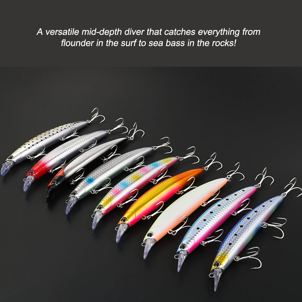 JIGGING PRO 130mm 23g Floating Minnow Lure | Long Casting Surf Fishing Bait for Flatfish & Seabass