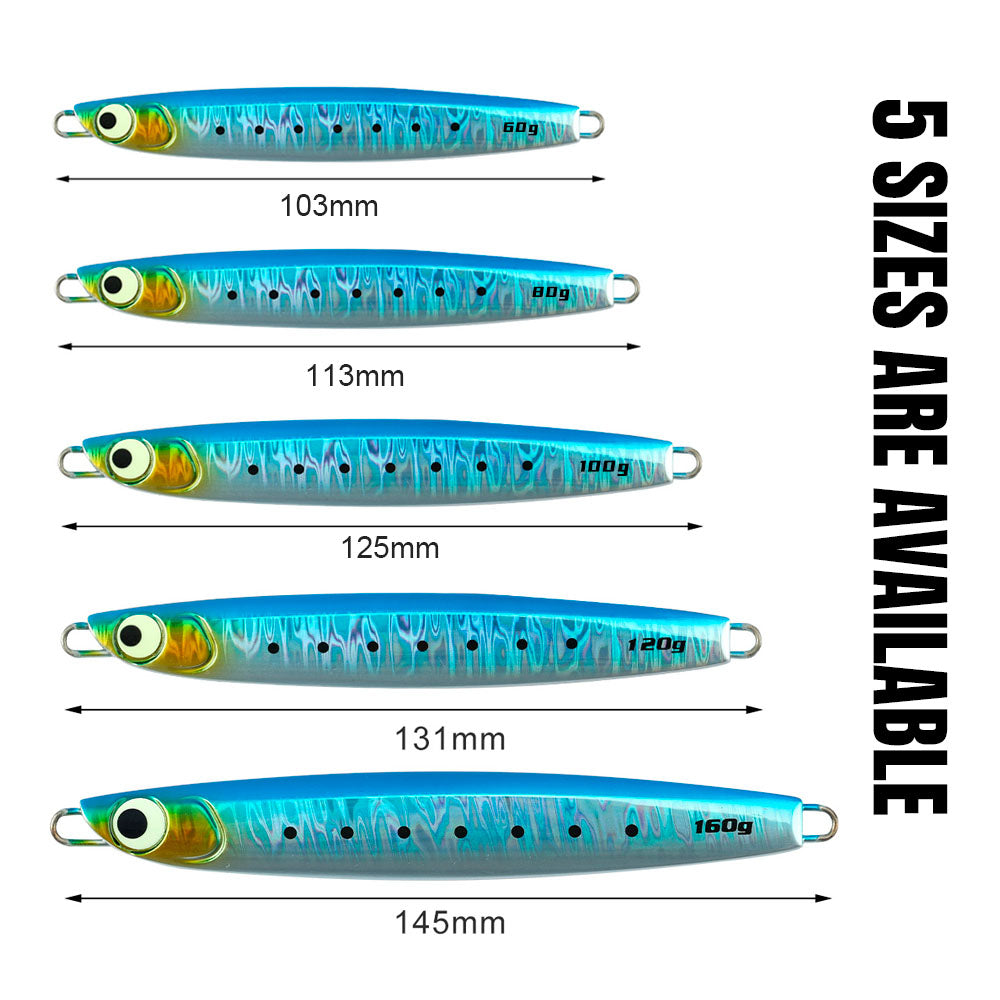 JIGGING PRO Salterwater Metal Jig Slow Fall Luminous Fishing Bait 60g 80g 100g 120g 160g