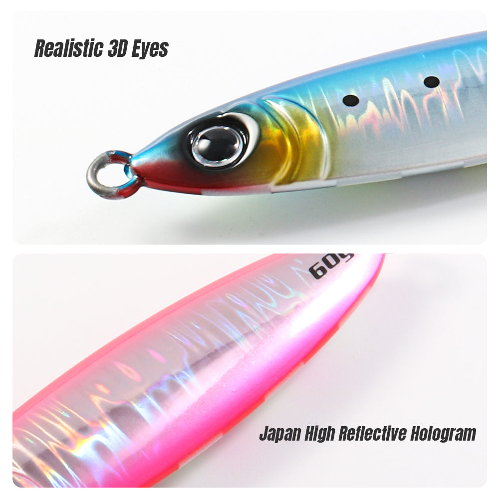 JIGGING PRO Metal Jig 40g 60g 80g Slow Fall Fishing Lure