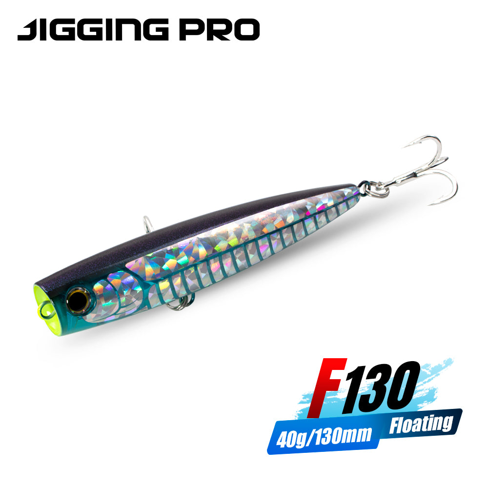 JIGGINGPRO 130mm 40g Popqueen Style Topwater Popper Saltwater Fishing Lure