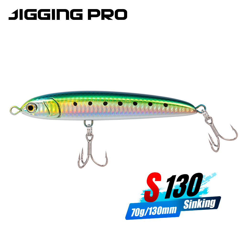 JIGGING PRO 130mm 70g Rerise Sinking Pencil Fishing Lure Sea Fishing Bait