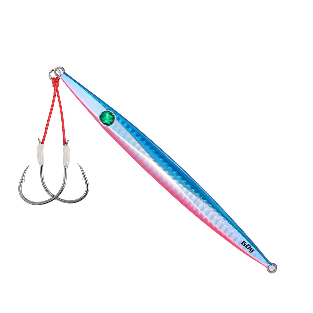 JIGGINGPRO Vertical Jigging Lure Dart and Drift Action Saltwater Metal Jig D-Slide Jack Eye 60g 80g 100g