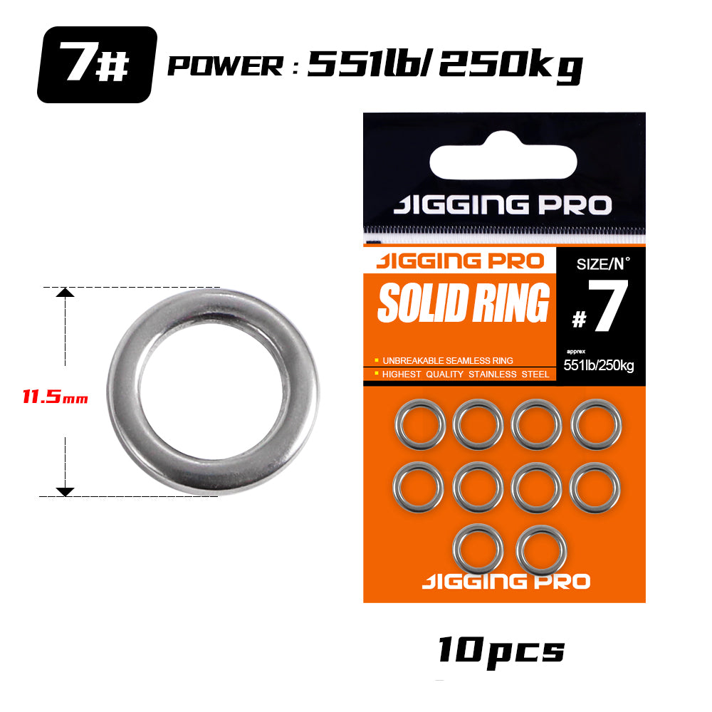 JIGGING PRO Fishing Solid Ring 1#-7# 10/15Pcs Fishing Lure Connectors Stainless Steel Snap