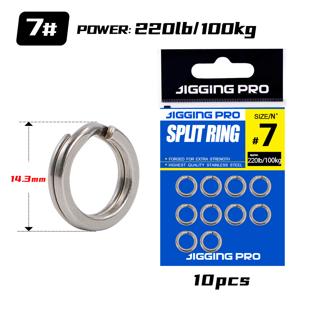 JIGGING PRO Split Rings Fishing 10/15Pcs Stainless Steel Lure Rings Fishing Connectors Snap Rings